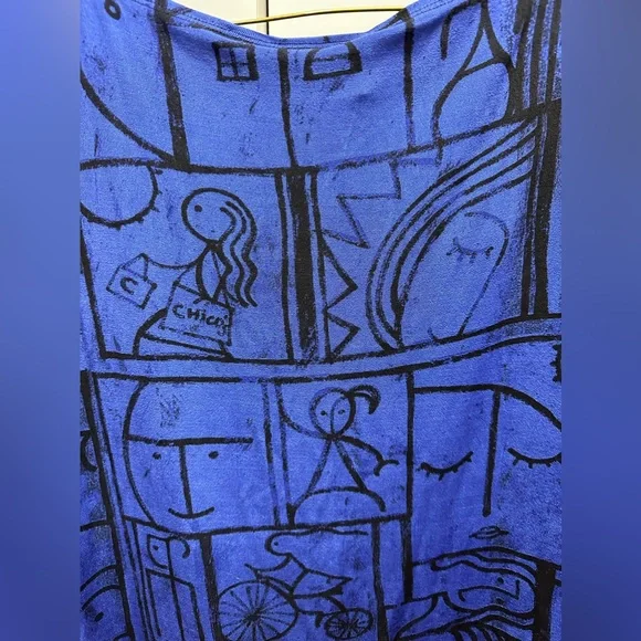 Chico’s Travelers Tank Top Women Blue/Black Abstract Print Size Large - Picture 4 of 5